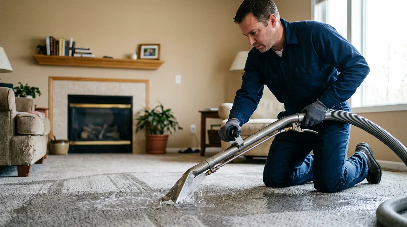 Water damage restoration technician working near Rogers, TX